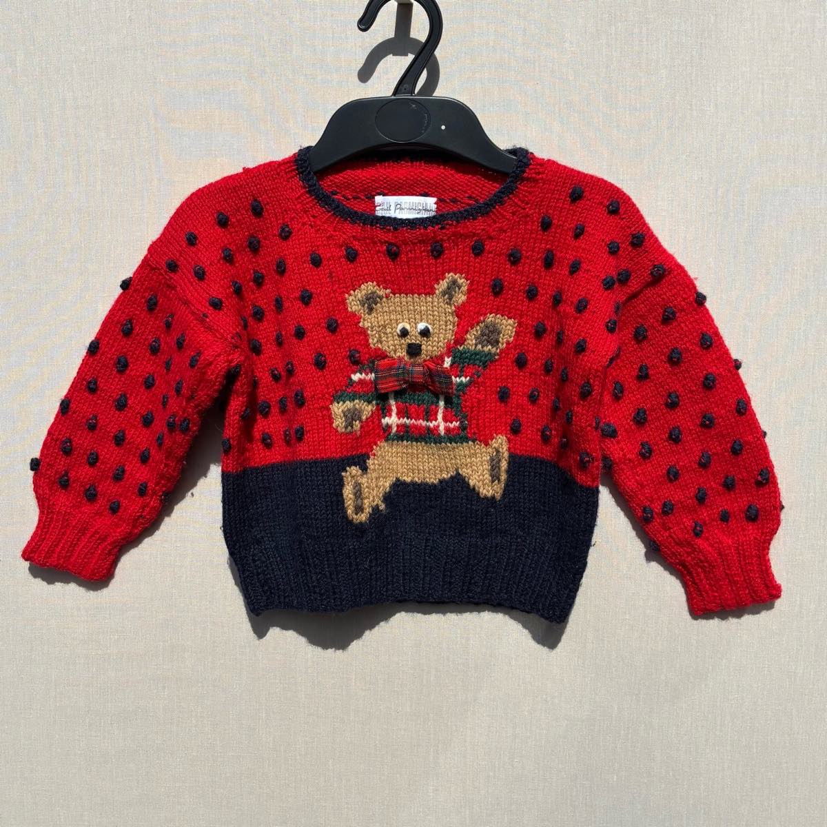 Christmas Teddy Bear Jumper 100% Wool Age 2 Gail Parmigiani