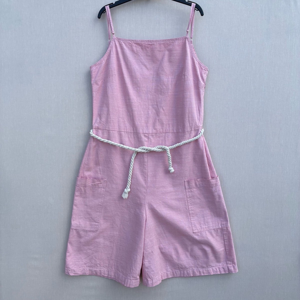 Women’s Playsuit ASOS Linen Look Pink Cotton Summer Romper UK 12