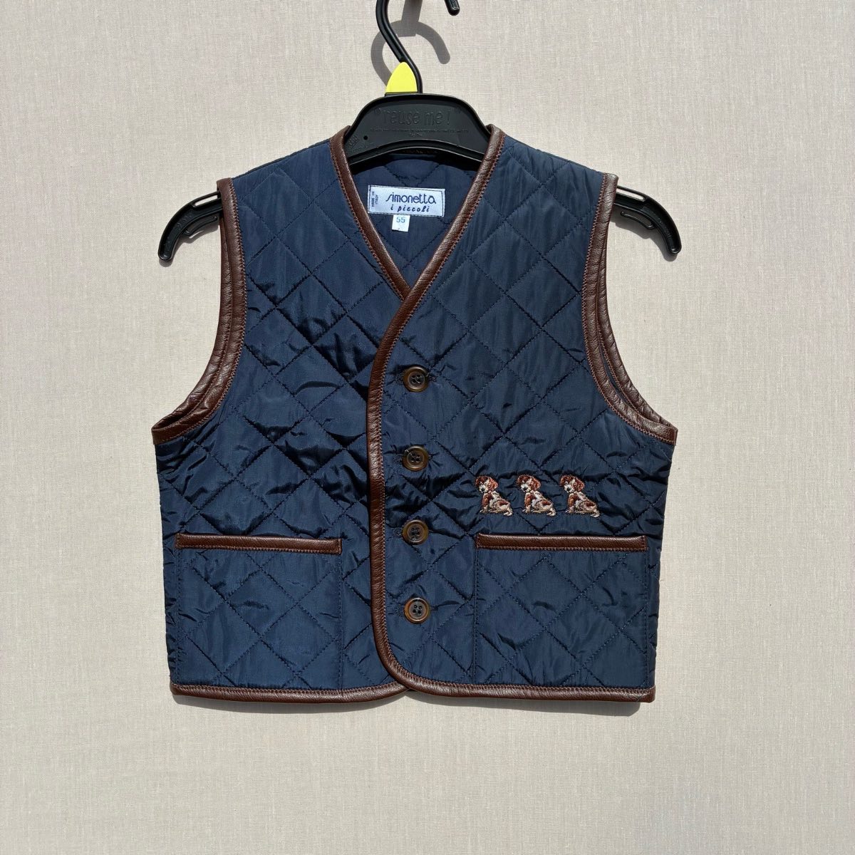 Kids Quilted Gilet Navy Waistcoat Simonetta I Piccoli Made in Italy