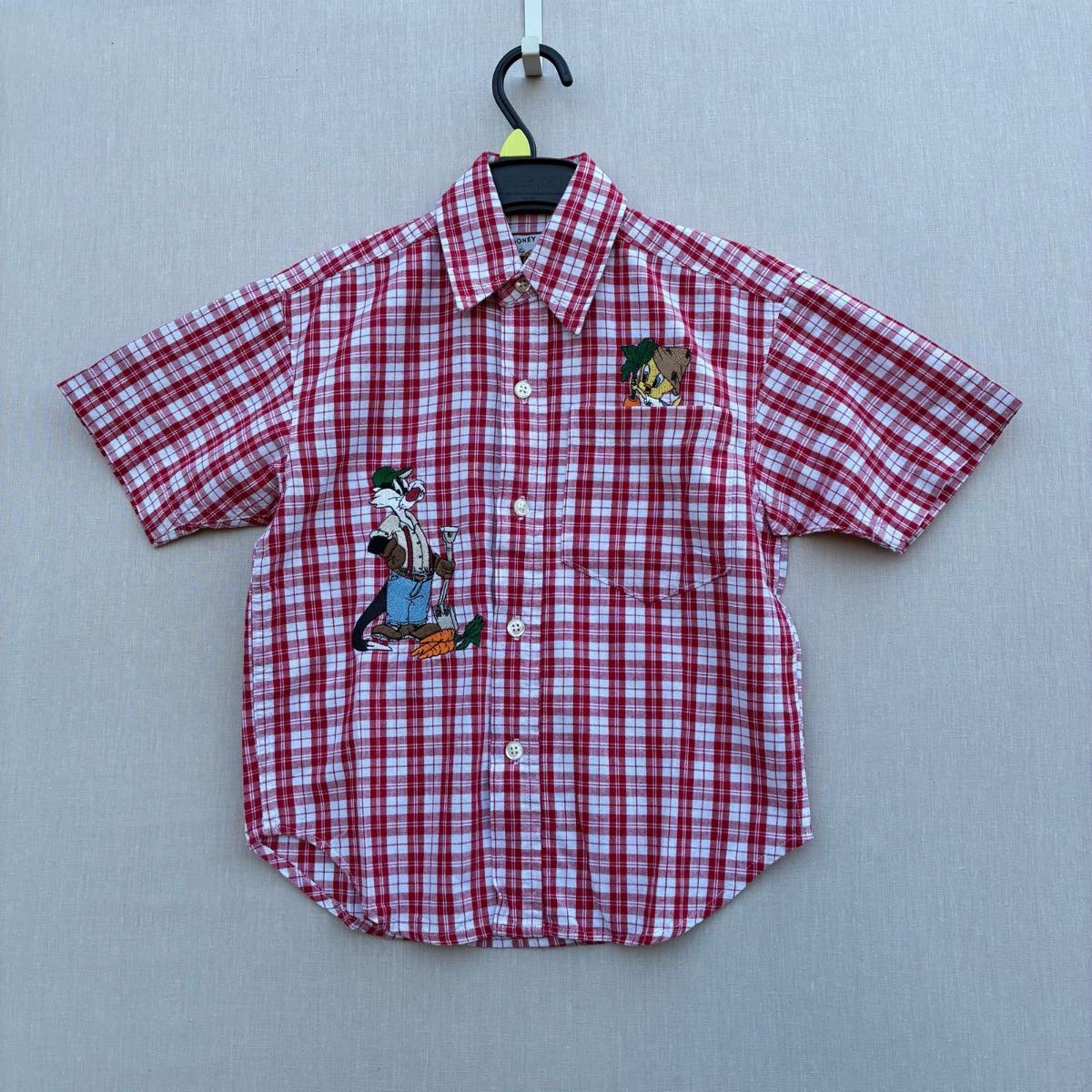 Vintage Looney Tunes Classic Wear XXS Red Check Cotton Short Sleeve Shirt
