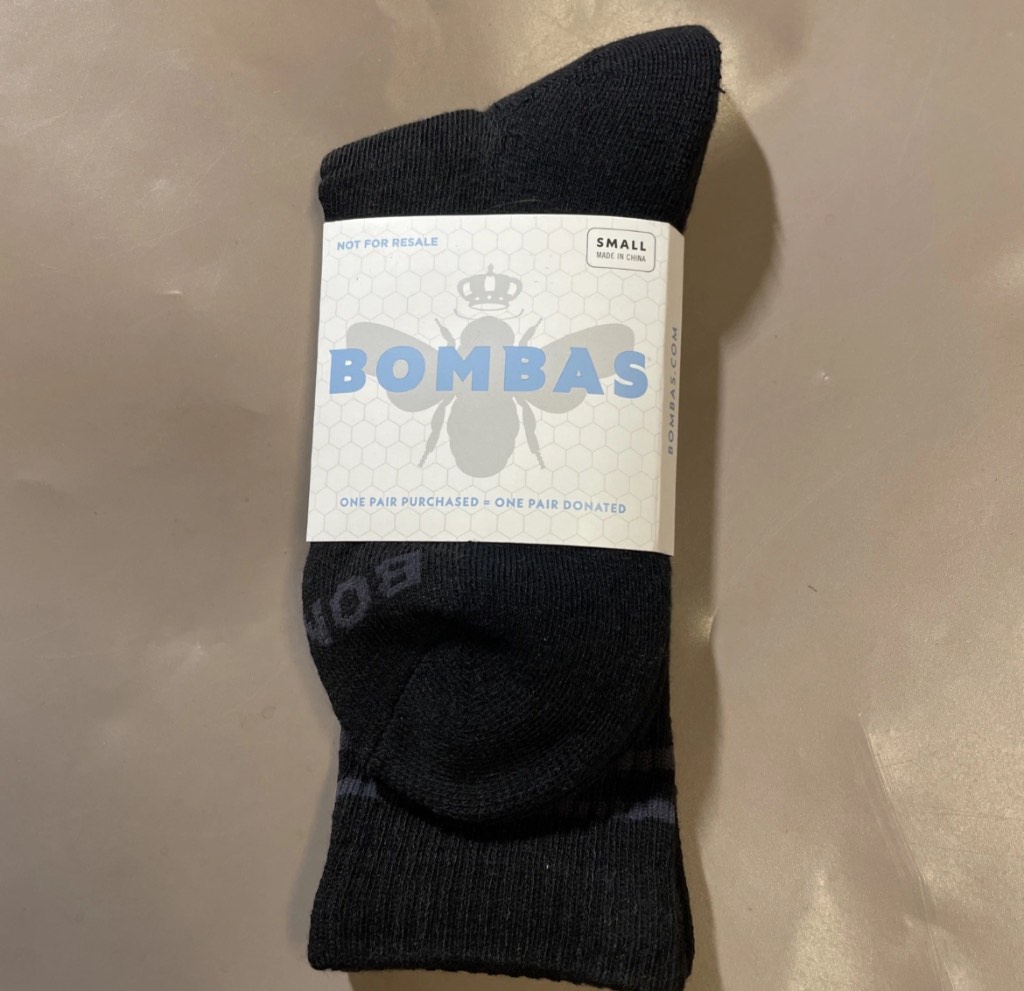 Bombas unisex black socks 1 pair Size Small - UK2-5 | New - imperfect cardboard