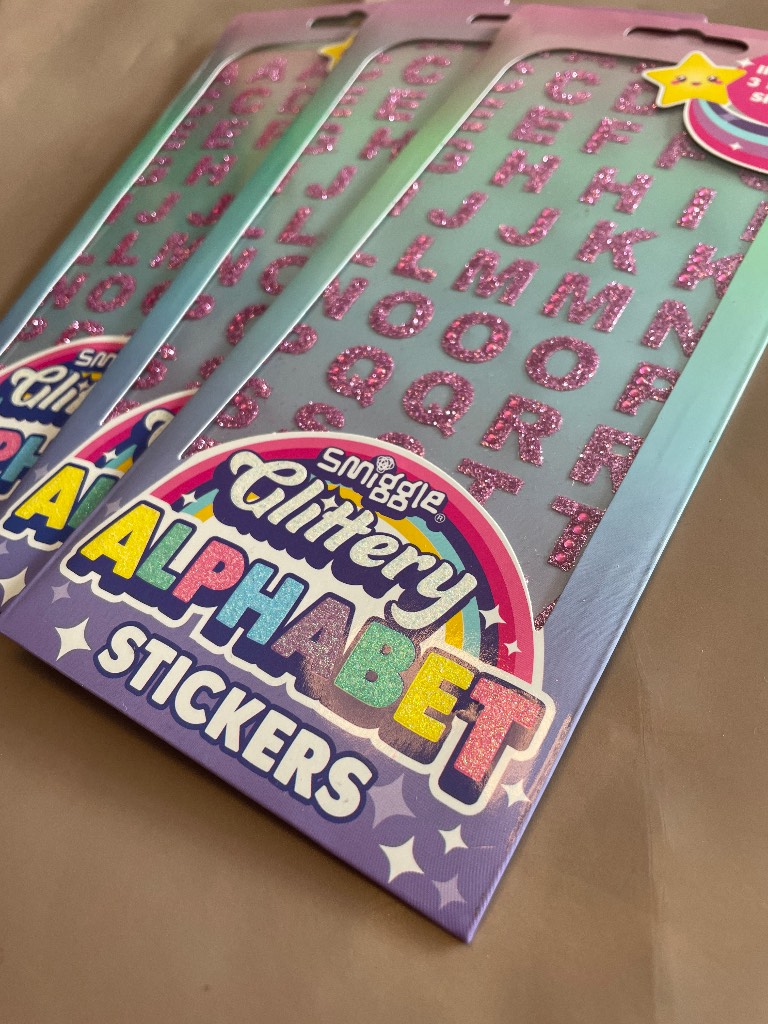 3 x Smiggle glittery alphabet stickers