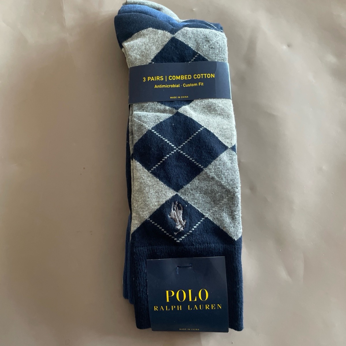 Polo combed cotton socks 3 pairs (sock size US 10-13/UK7-10) Imperfect Cardboard