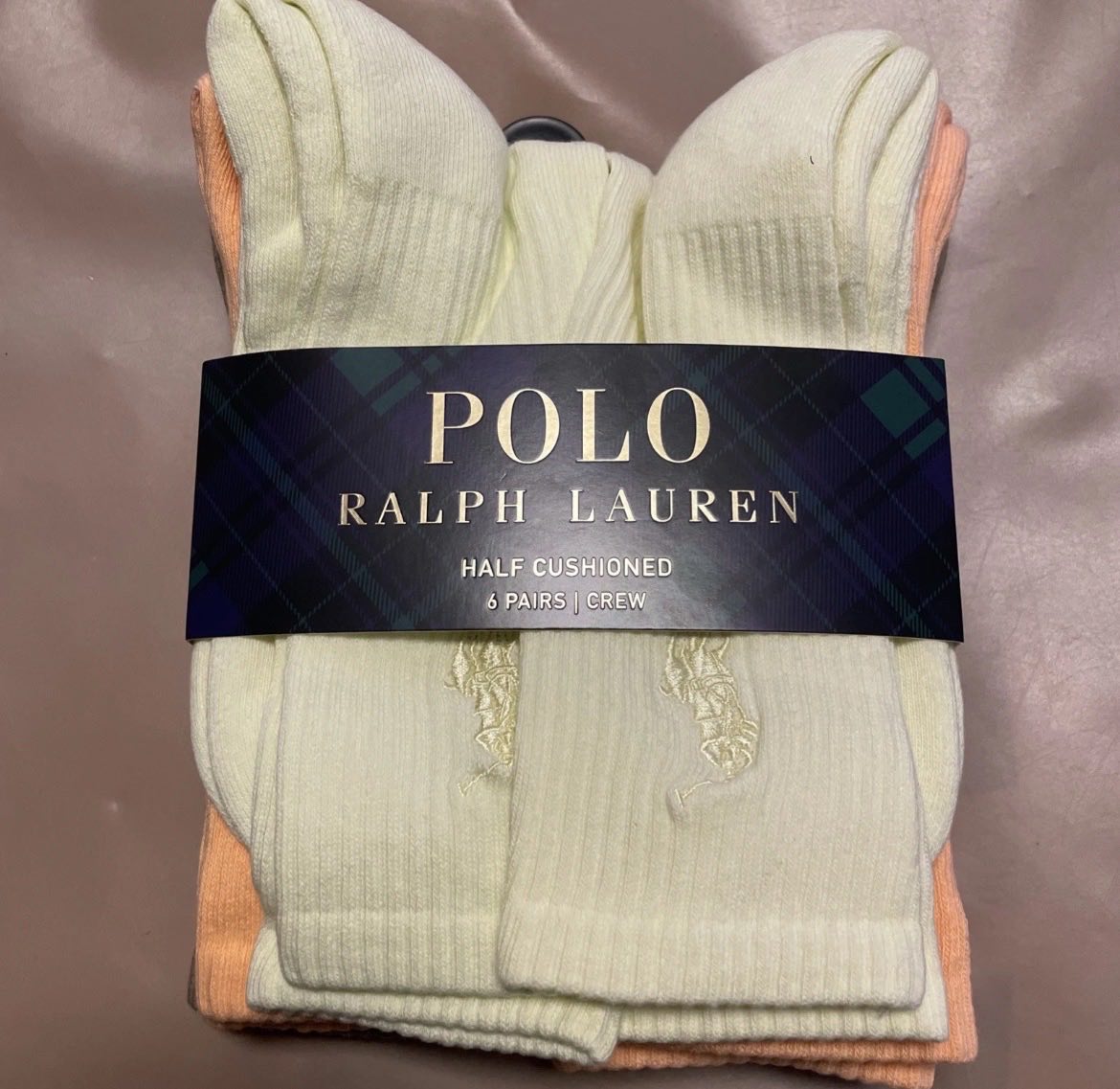 Polo half cushion crew socks 6 pairs sock size US10-13 cardboard is not perfect
