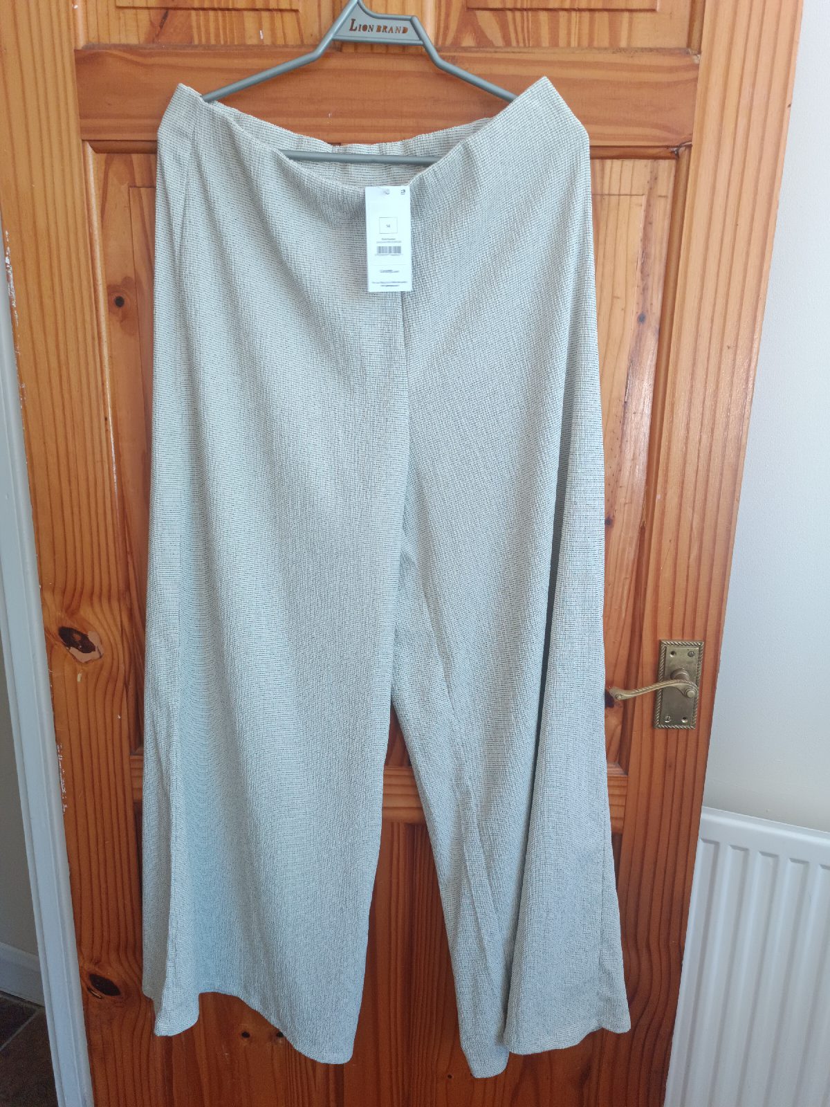 Wide Leg Checked Trousers