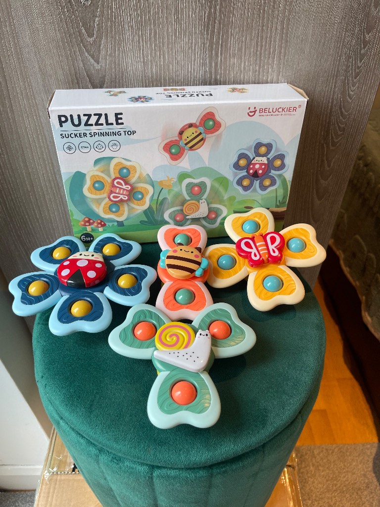 Baby Suction Spinner Toy Set | Sensory STEM Fidget Toys 6M+ | Set of 4