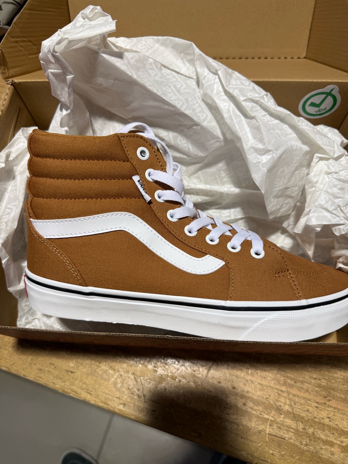 Vans hi top trainers sand colour