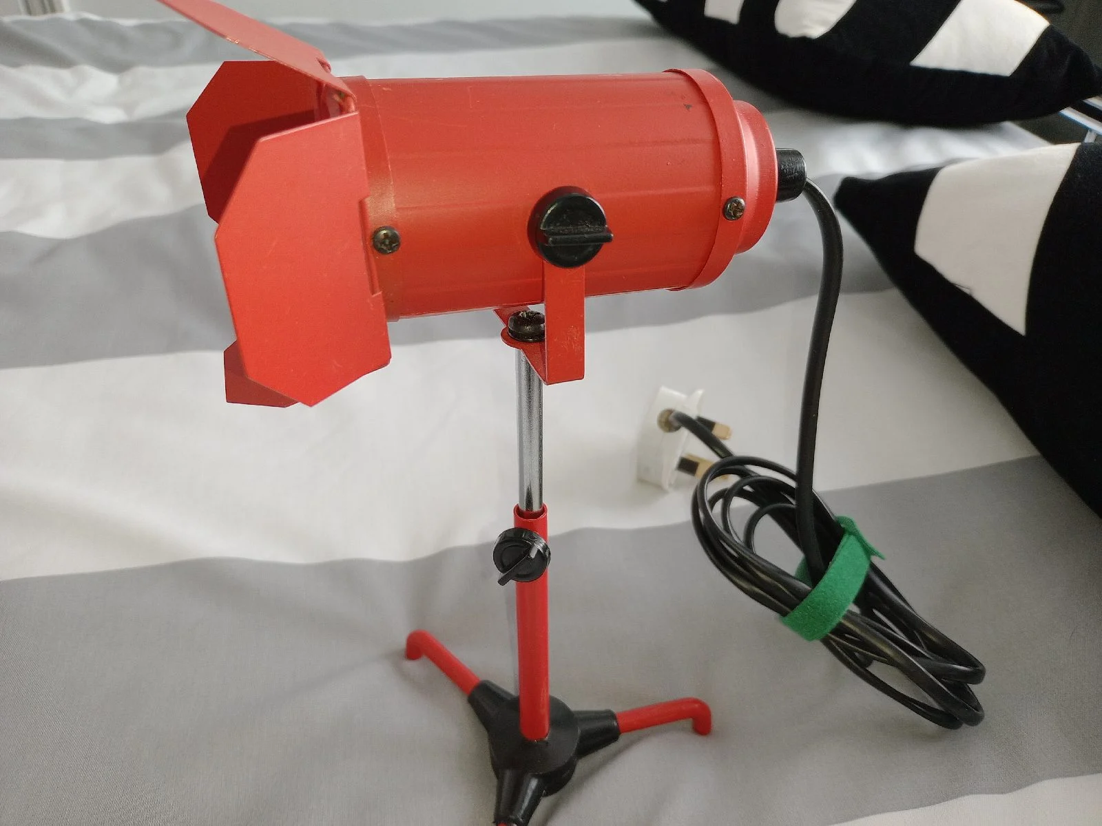 Vintage 1980s theatre metal spotlight red adjustable