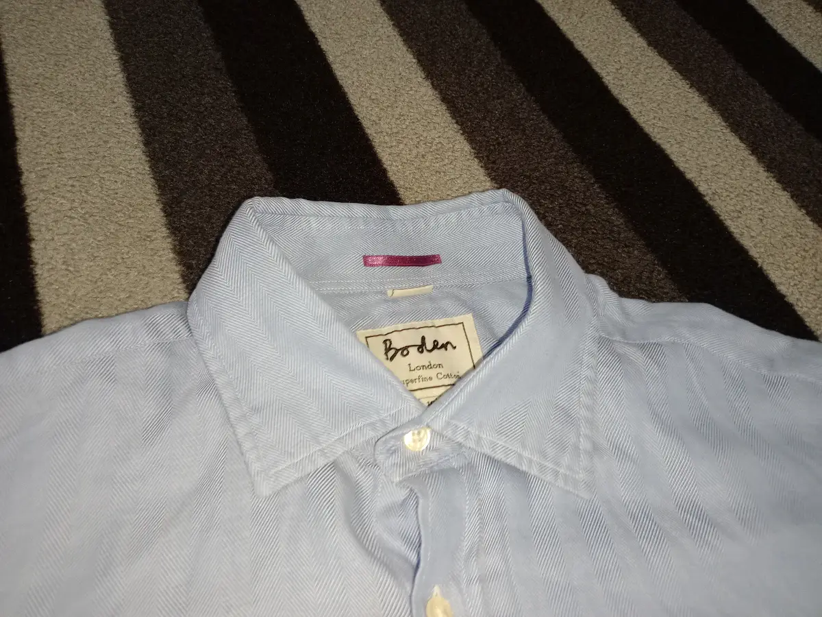 Boden mens blue herringbone checked shirt XL superfine cotton long sleeve