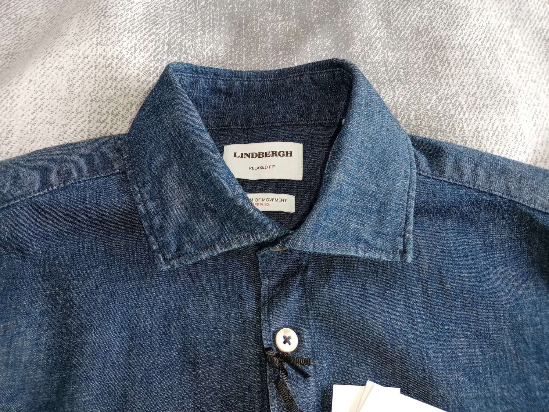 Lindbergh mens denim shirt S blue long sleeve epic stretch