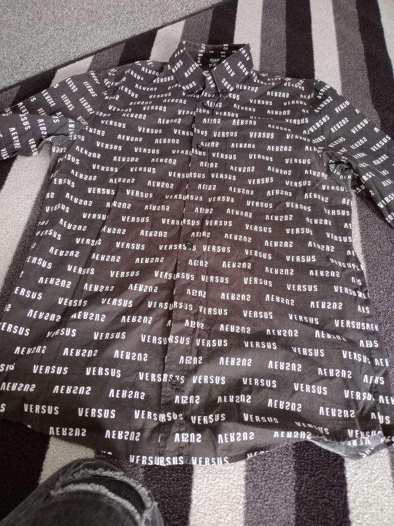 Versace mens black repeat logo shirt M long sleeve regular fit