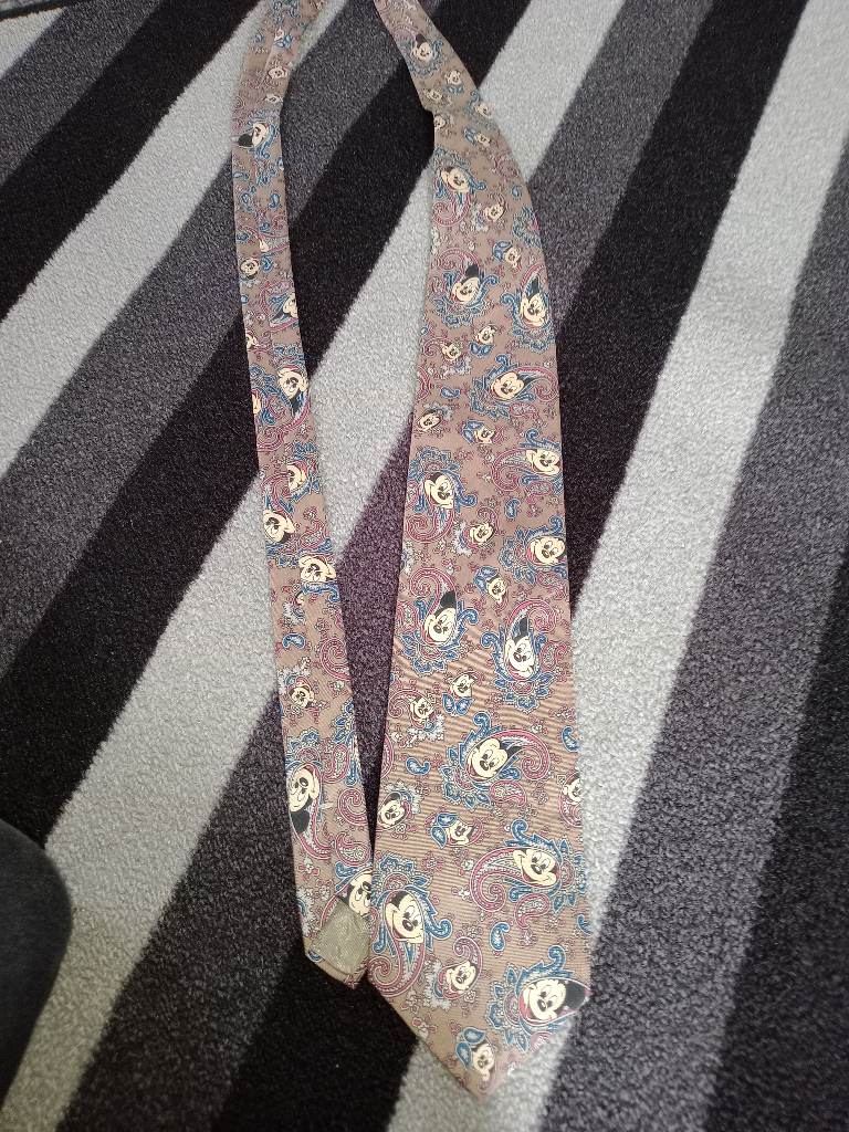 Balancine for Disney mens vintage brown paisley silk tie