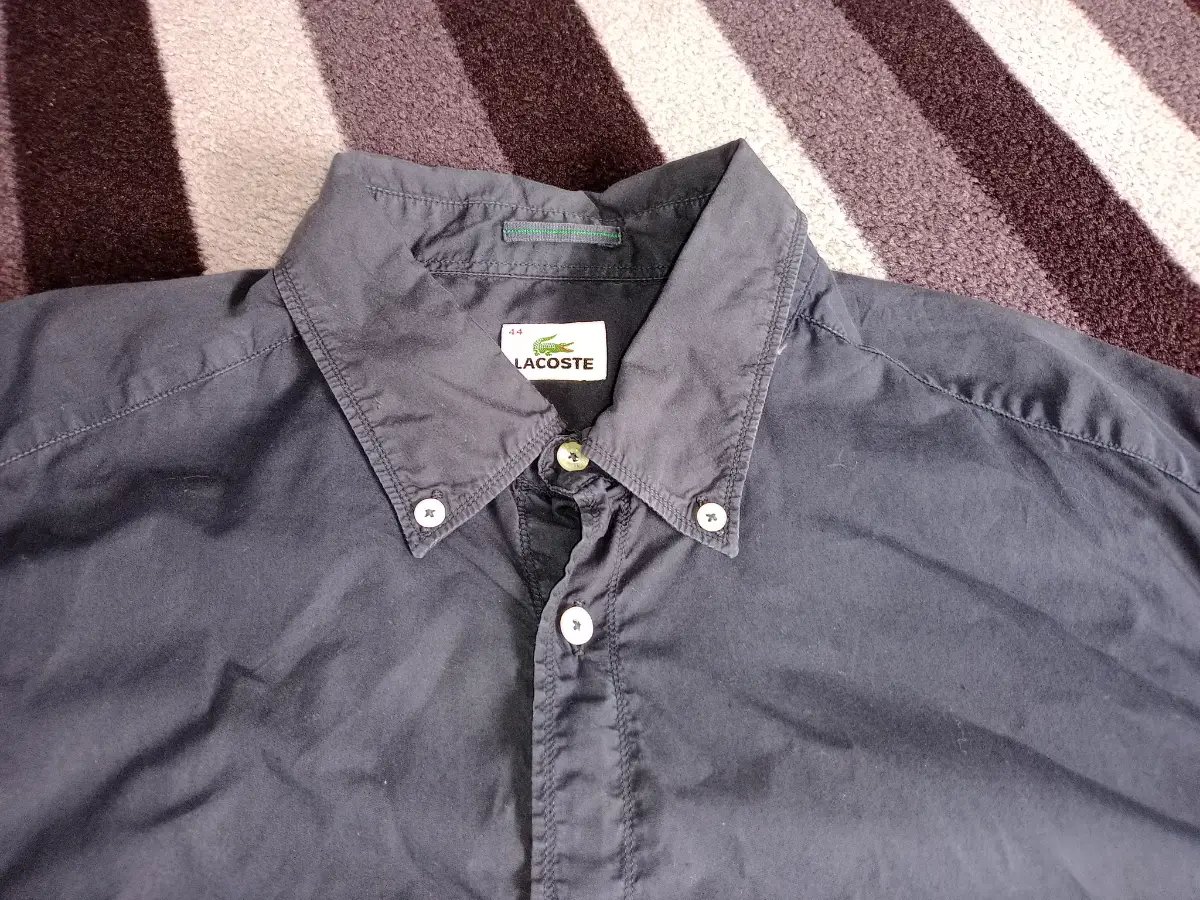 Lacoste mens black shirt large regular fit rare black crocodile logo