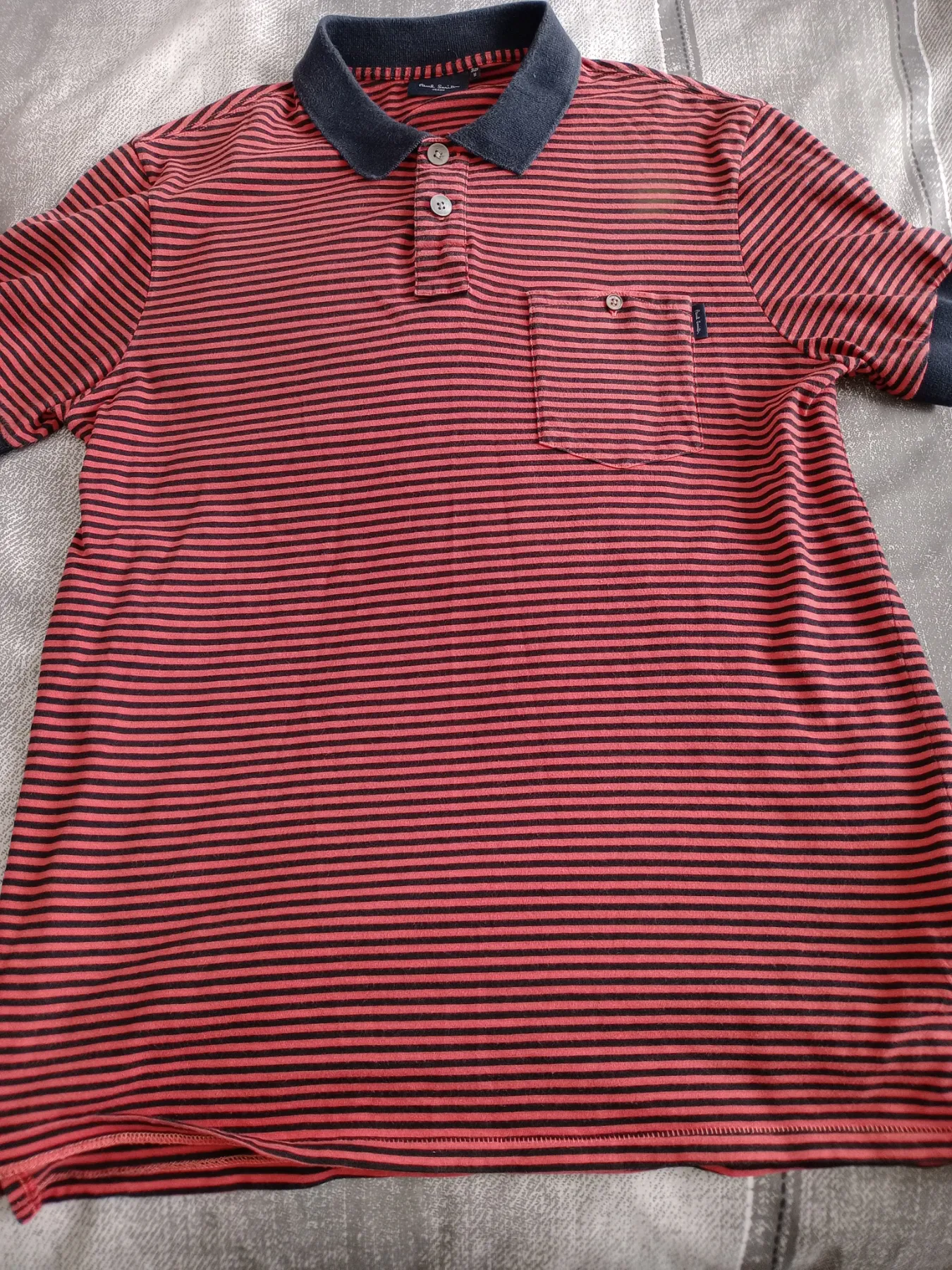 Paul Smith mens polo shirt M black red stripe