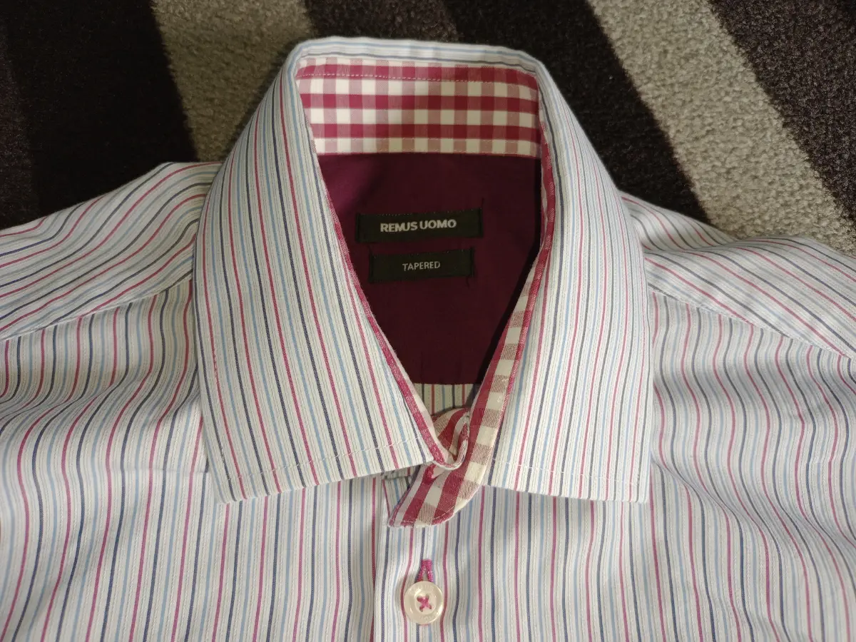 Remus uomo mens shirt S tapered fit blue red stripe