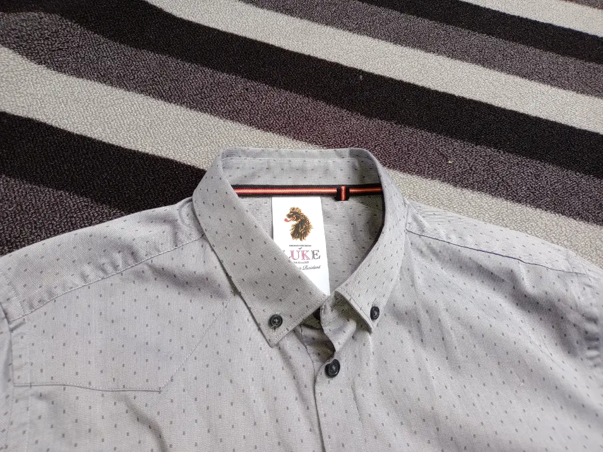 Luke 1977 mens silver polka dot shirt L long sleeve fitted fit