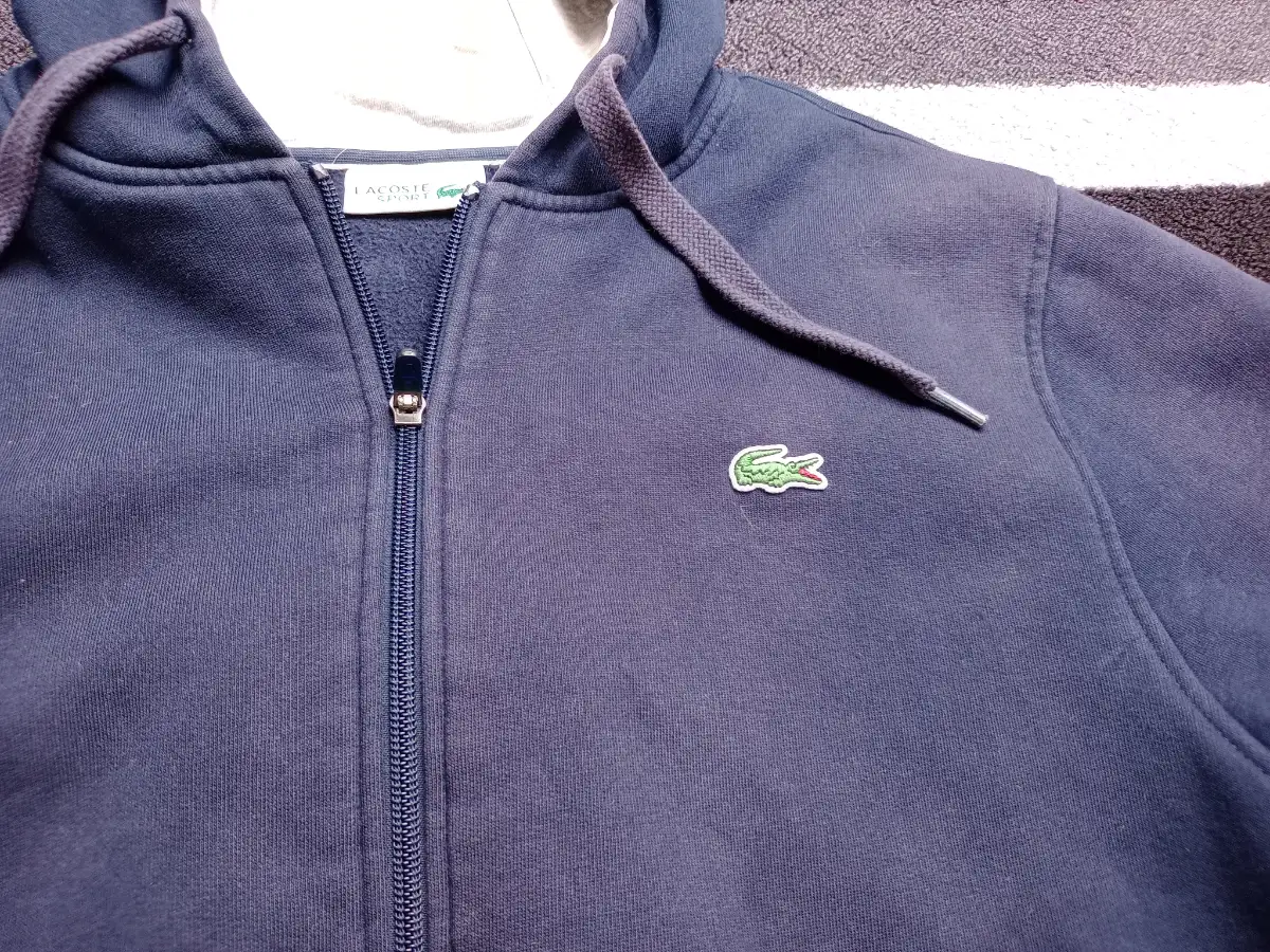 Lacoste mens blue fleece lined zip hoodie XXL