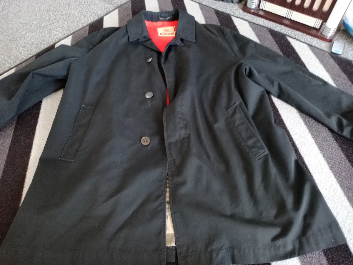Baracuta mens vintage 70s black cotton peacoat overcoat XXL diolen cotton