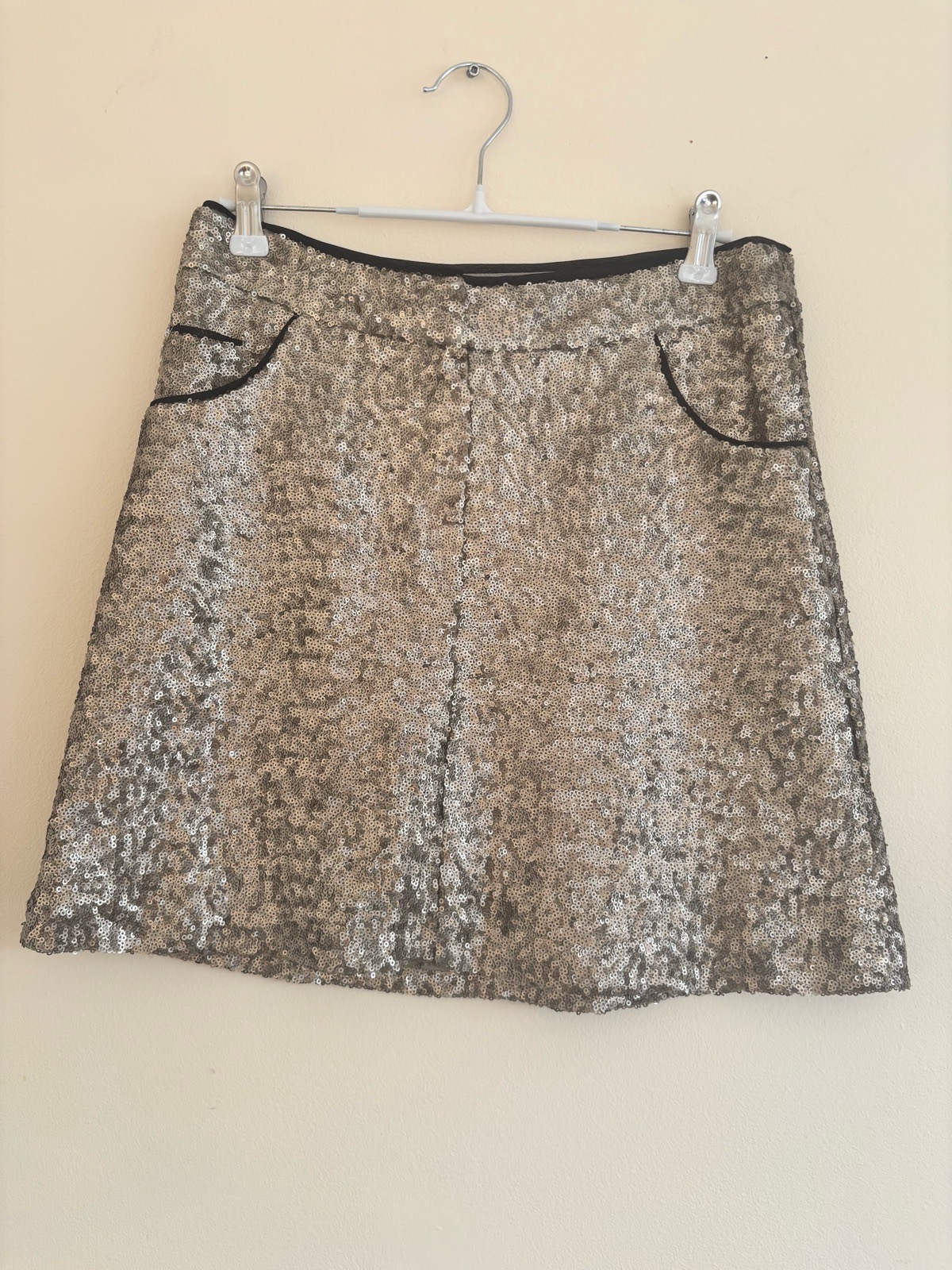 Next Silver Sequin Mini Skirt Size 8 Party Christmas
