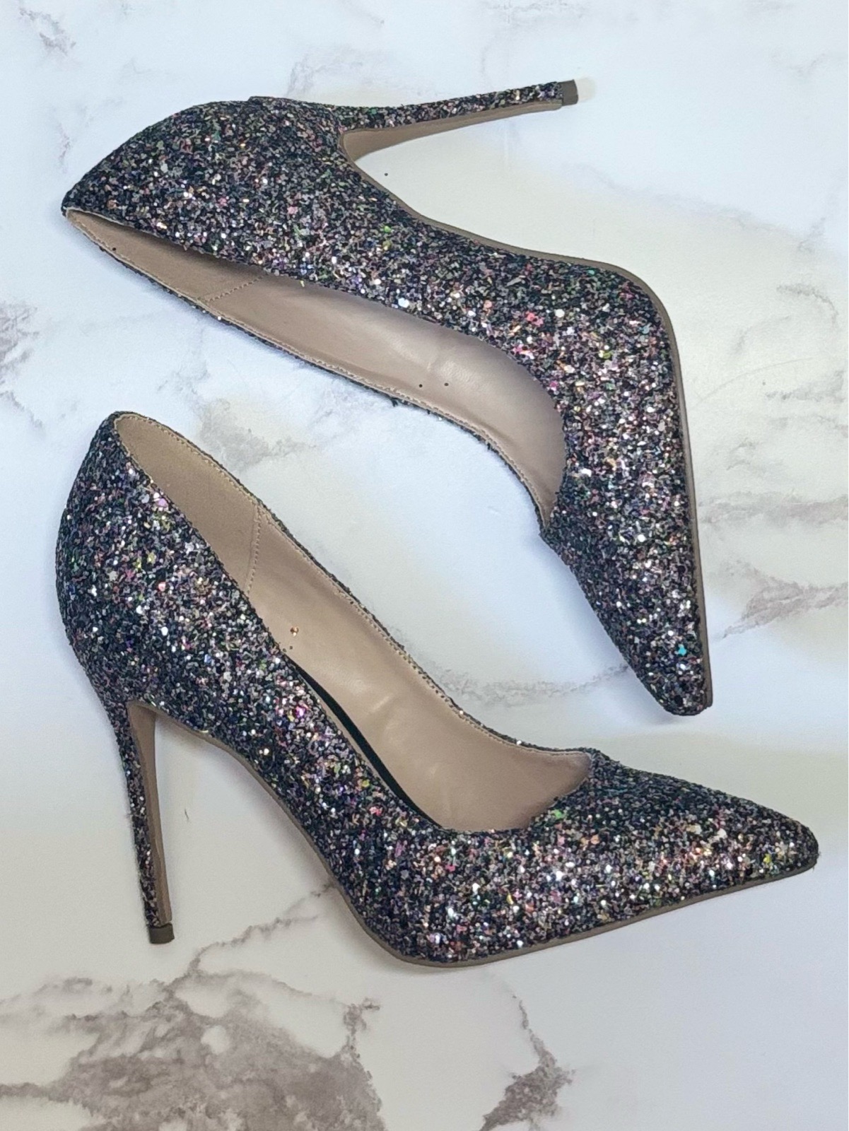 Paradox London Pink Size 38 Multicolour Glitter Sparkle Pointed Stiletto Heels Party Shoes