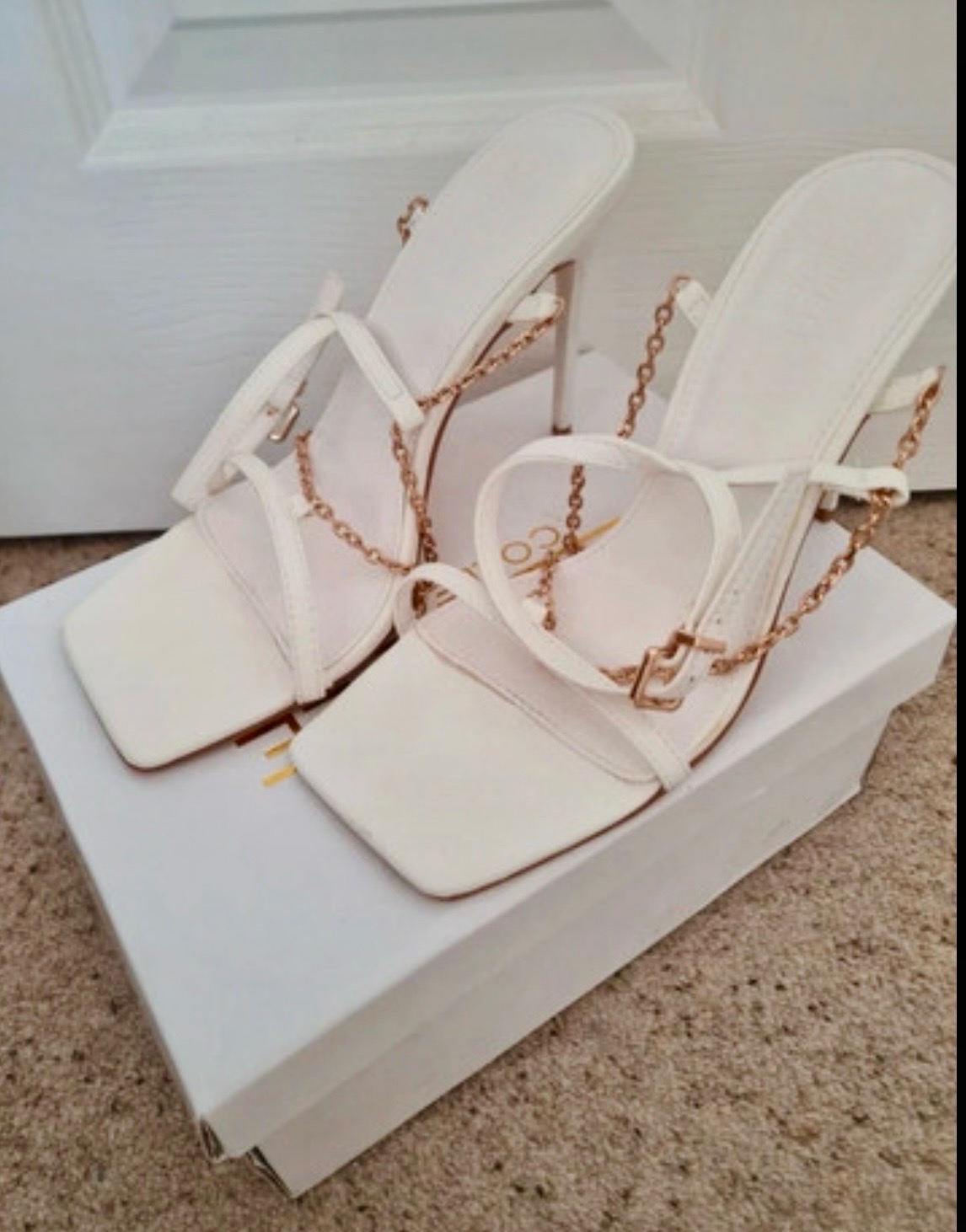 Truffle Collection White Strappy Heels Size 5