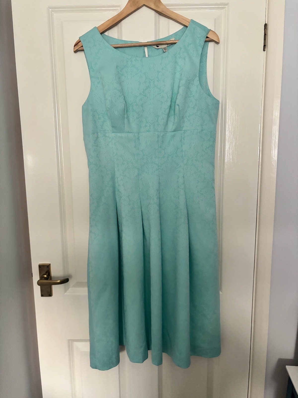 Yumi Aqua Jacquard Skater Dress UK 14 Sleeveless