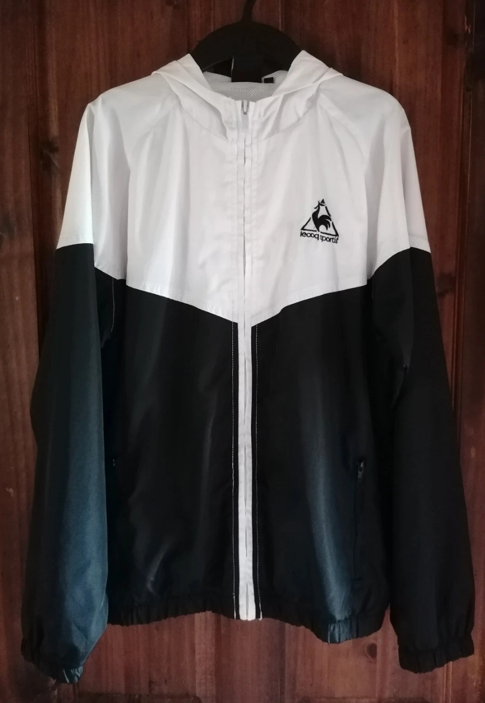 Lecoqsportif XLB size approx age 12 black & white hooded Shower-proof jacket like new