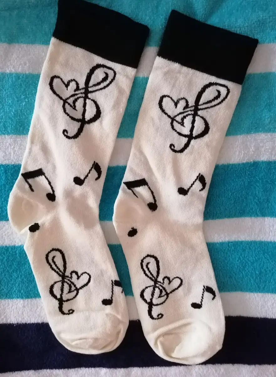 Music 🎶 themed adult socks size UK 4-6 new in a black zipped canvas case
