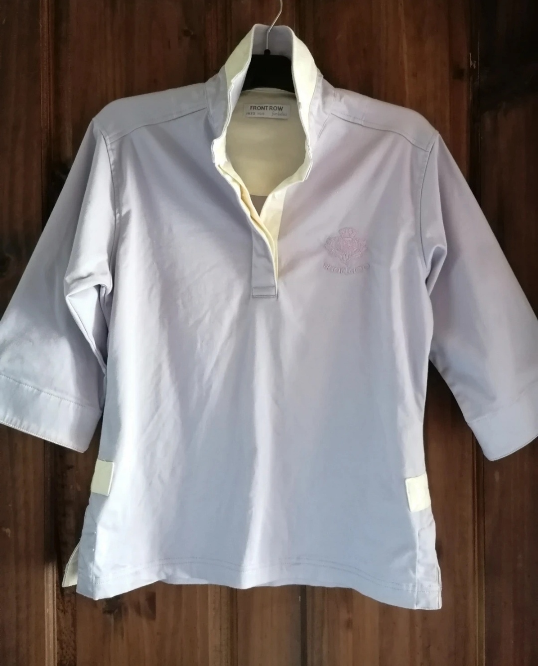 Lilac & pale lemon womens size 8 polo top 3/4