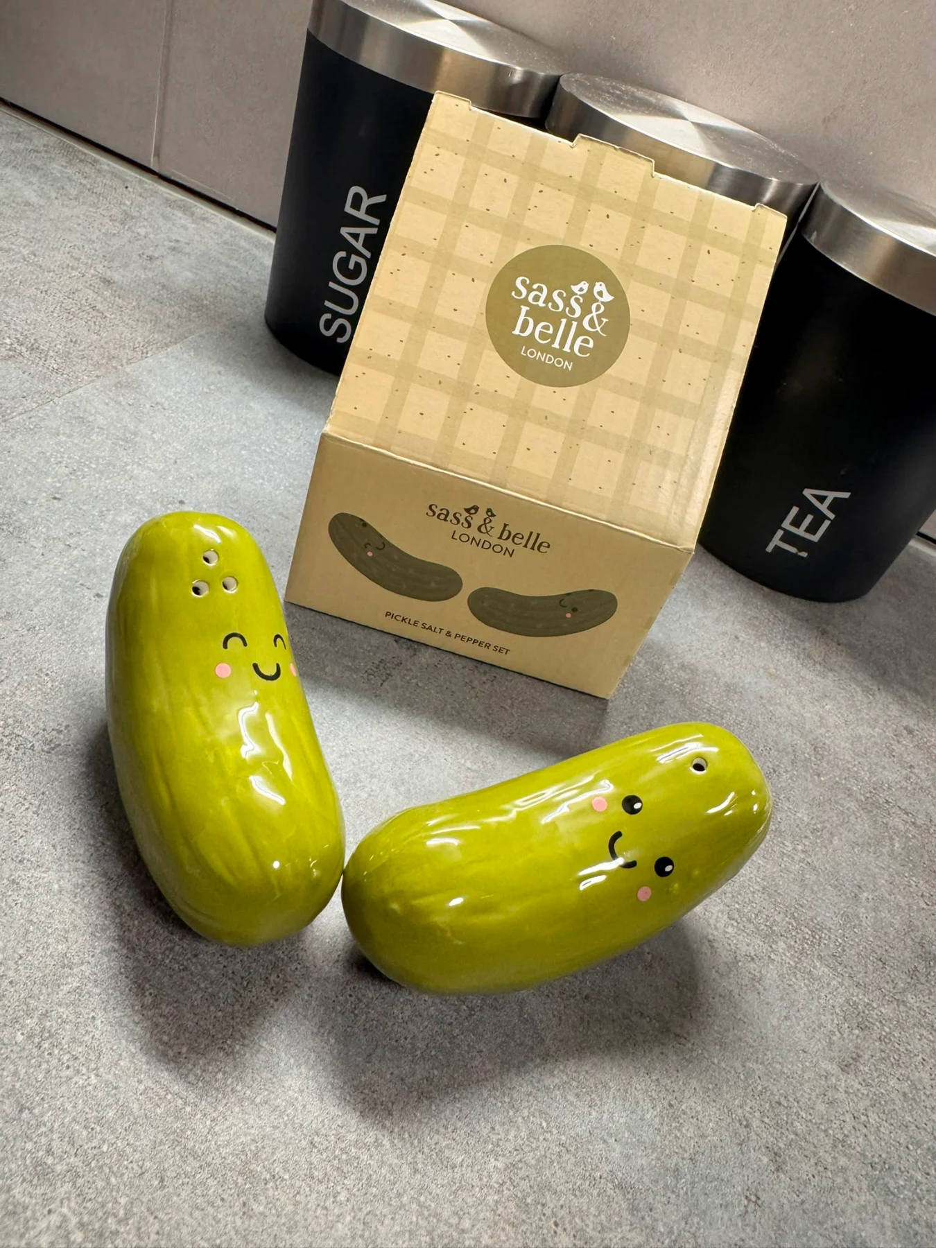 Pickle Salt & Peppers Shakers.