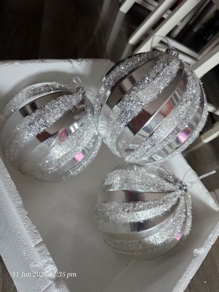 Huge Christmas three baubles,set of three