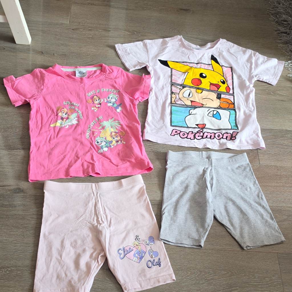 Girls 4pc Outfit Set 7-8Y T-Shirts & Shorts Pokemon Frozen Paw Patrol
