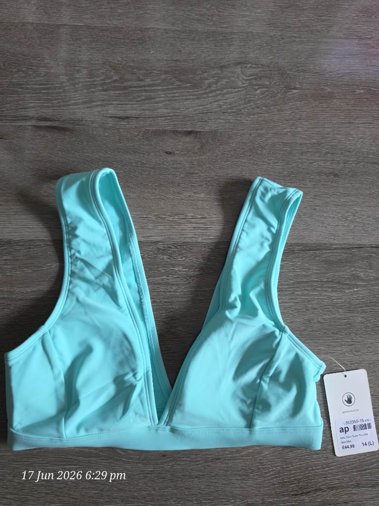 Body Glove Women’s Bikini Top Size L Blue Wide Strap Nylon/Spandex Regular