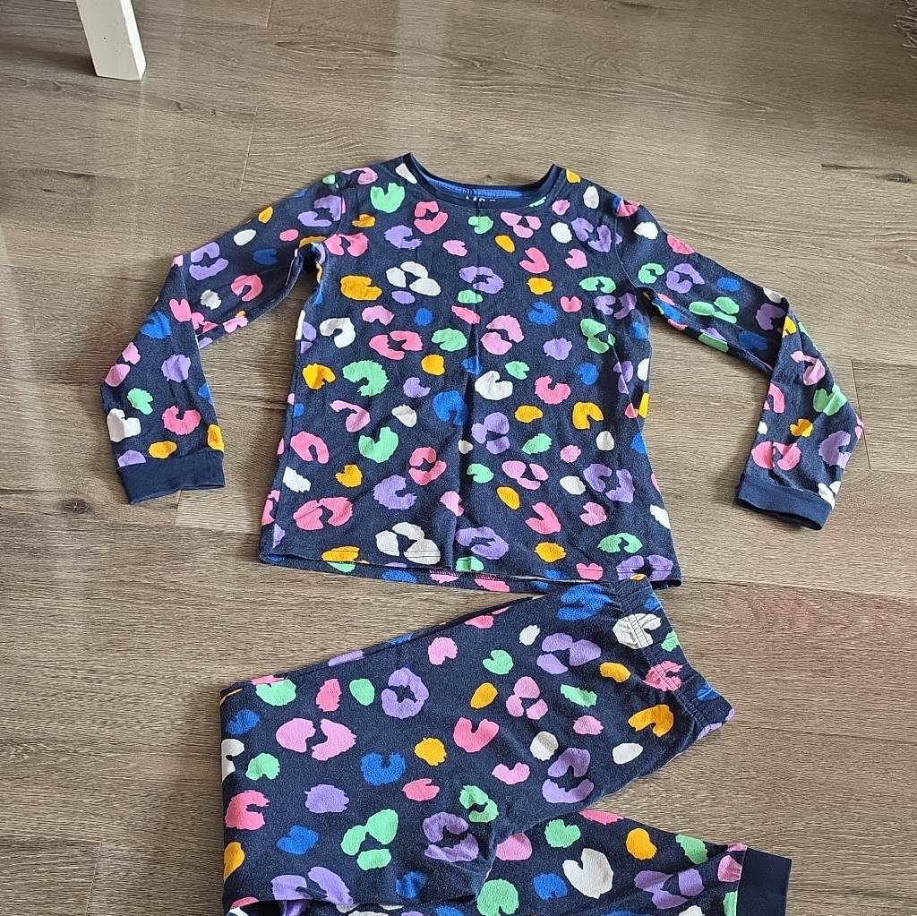 M&S Girls 2 Piece Pyjama Set Navy/Multicolour 9-10 Years