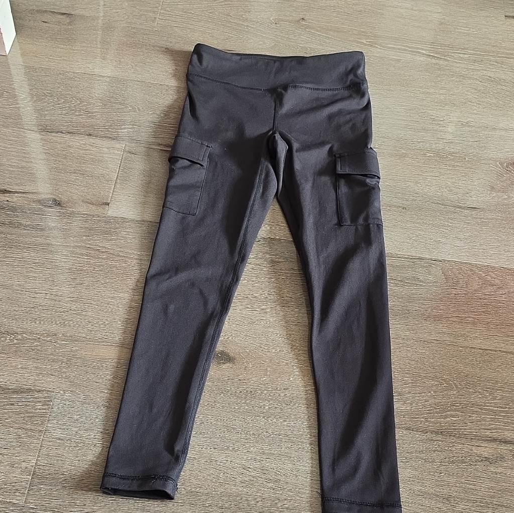 90 Degree by Reflex Girls Black Ankle Leggings Size M (10) Pockets Stretch