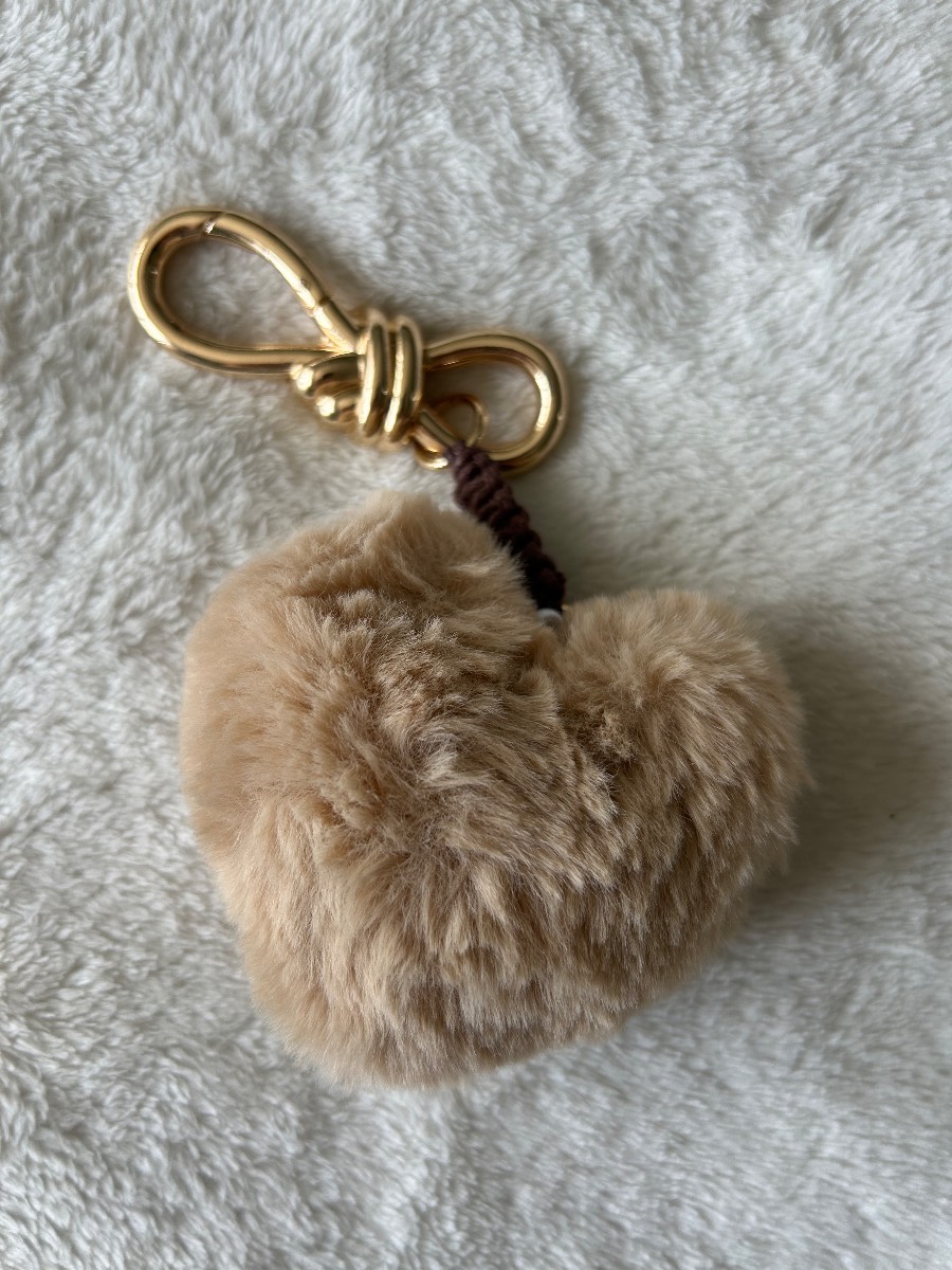 Free People Beige Heart Puff Bag Charm