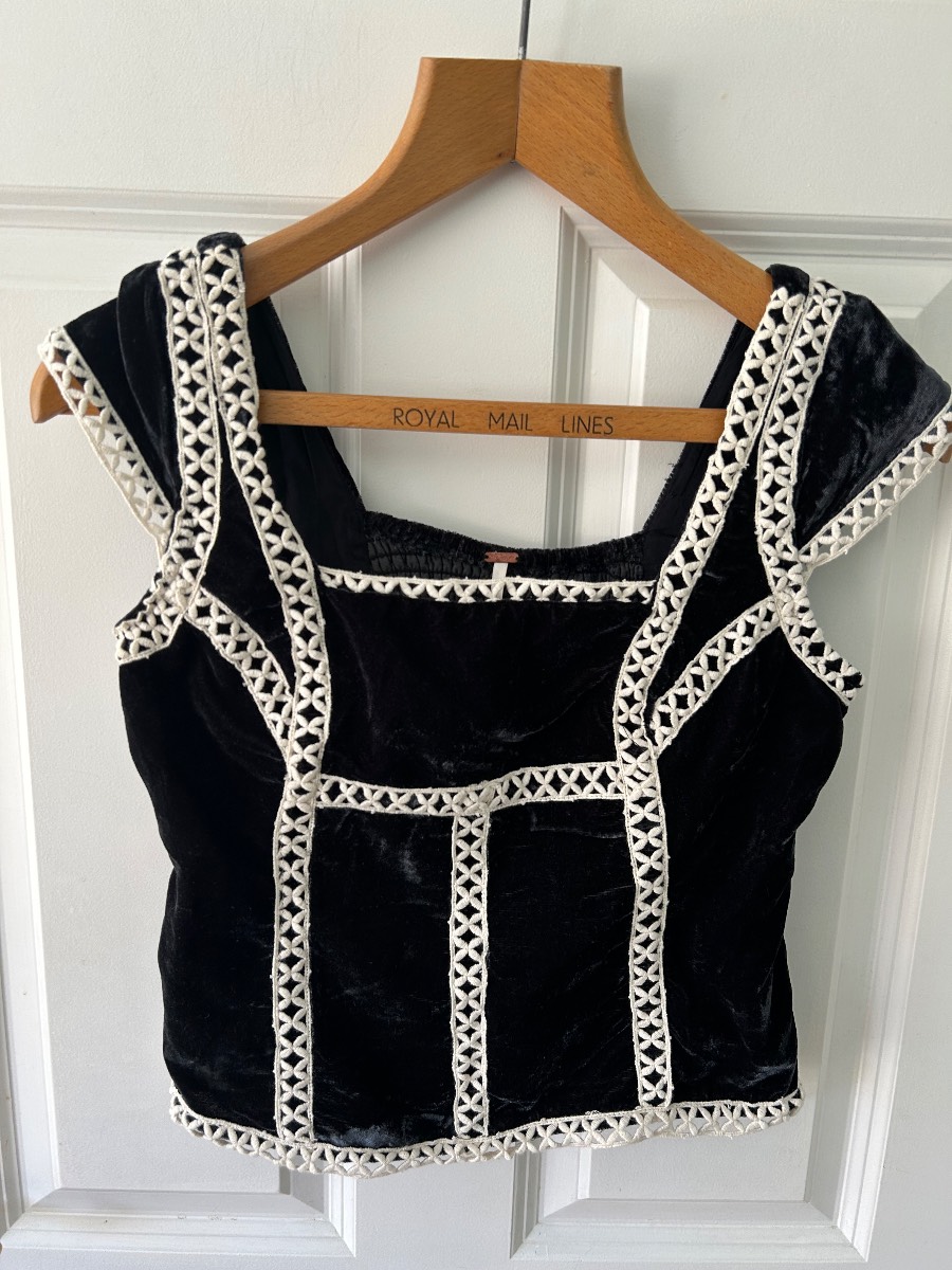 Black Tyler Velvet Corset Top by Free People Size Extra Small