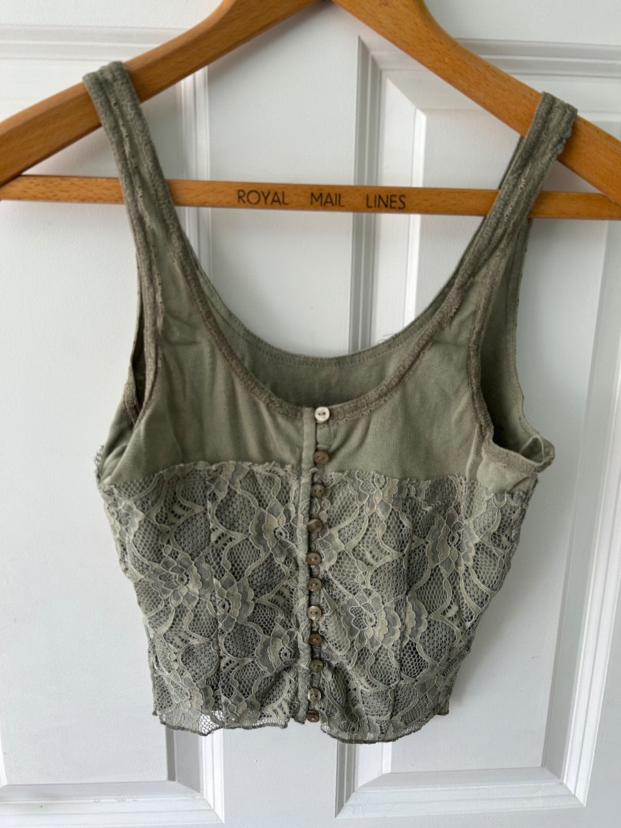 Khaki Cosette Corset Tank Top by Free People Size Medium