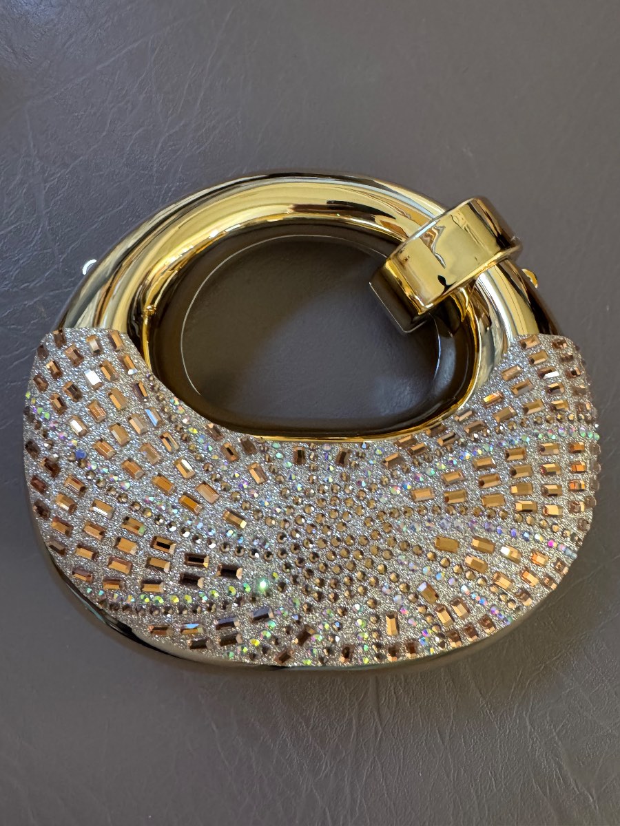 New Stylish Semi Circle Crystal Design hand bag
