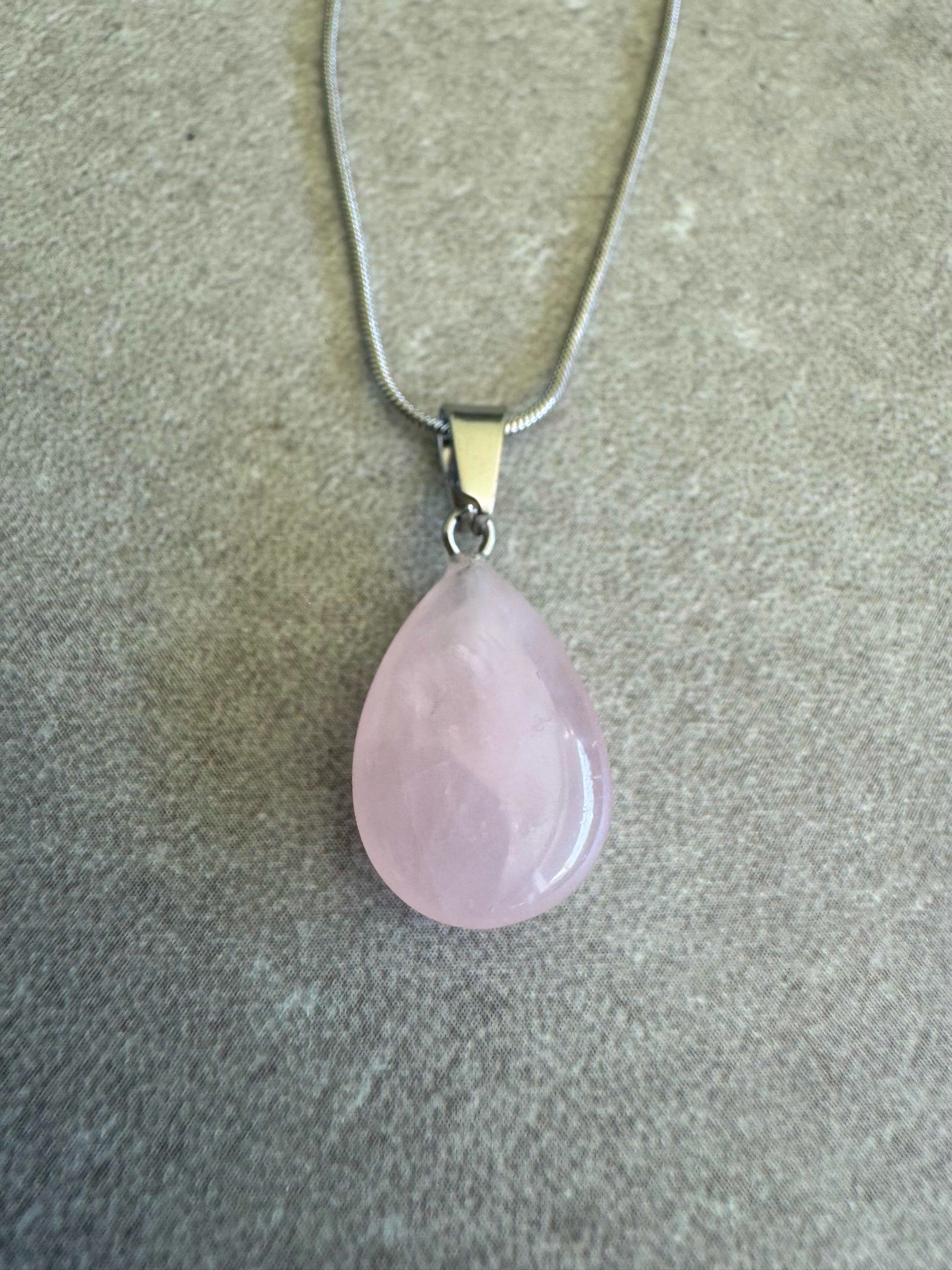 Rose quartz tear drop pendant