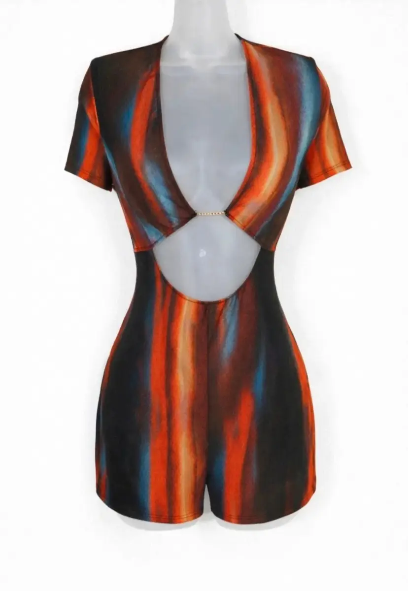 PrettyLittleThing Tie Dye Ombre Playsuit Shorts UK8  NWT