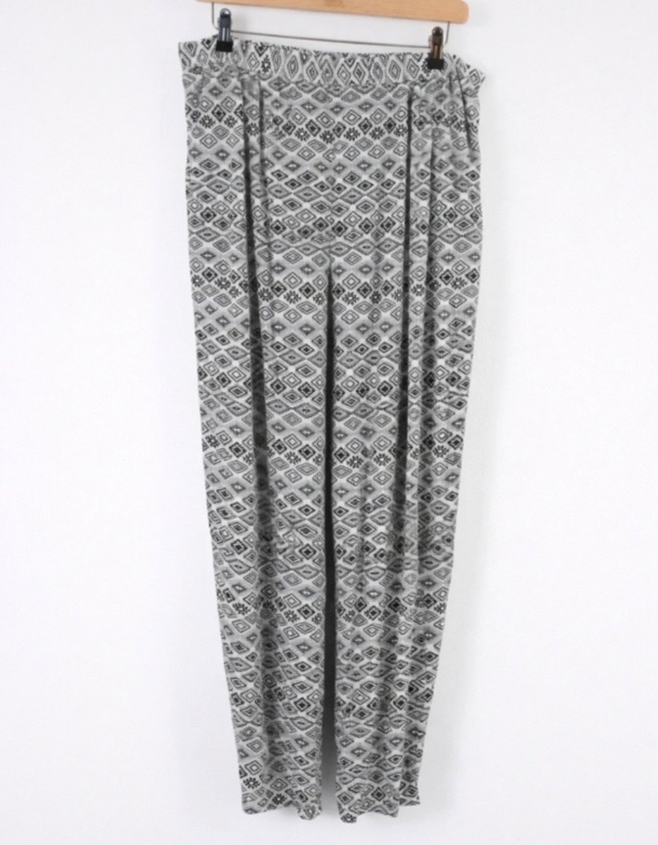 Freya Aztec Print Wide Leg Harem Trousers UK 14 M Black White NWT