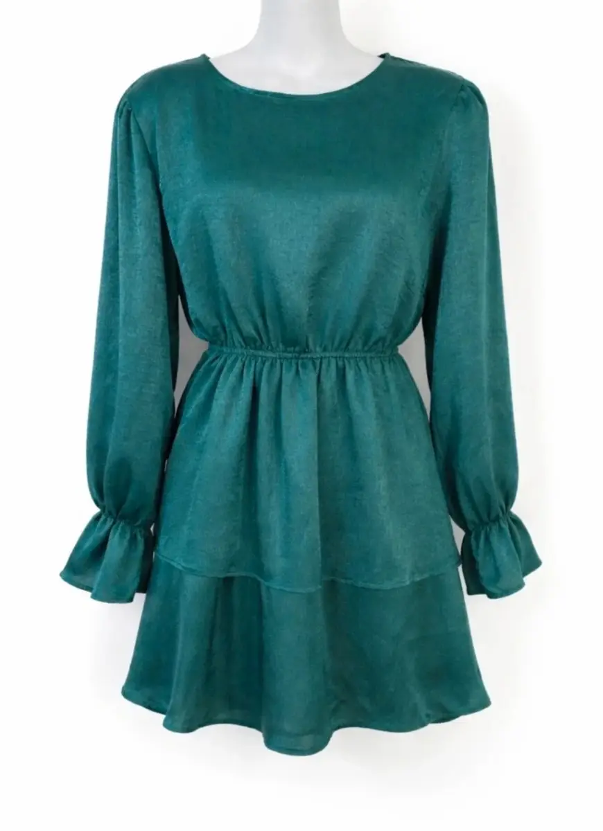 Flounce London Green Tiered Mini Dress UK 18 BNWT