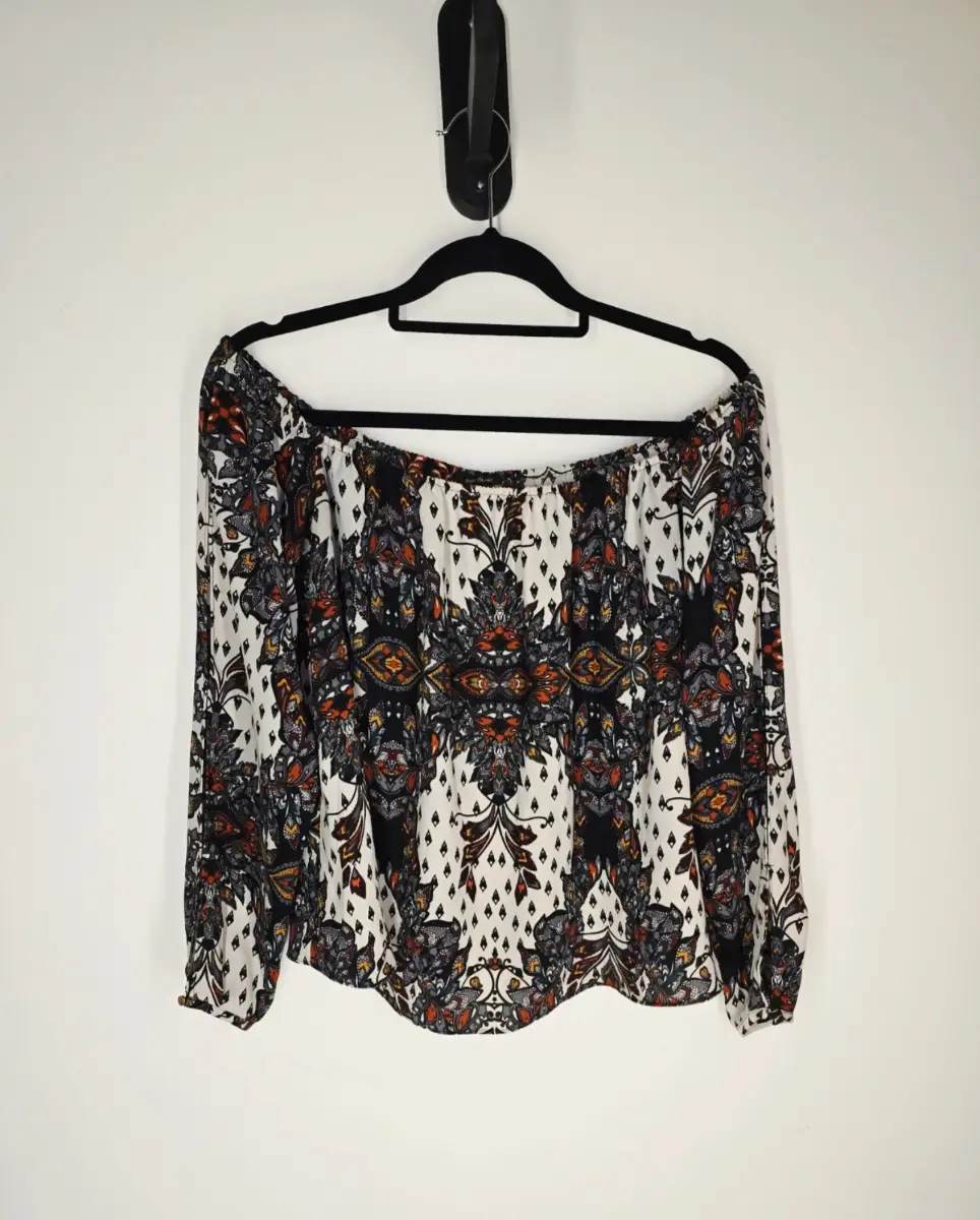 River Island Boho Bardot Blouse Off Shoulder Long Sleeve UK 10