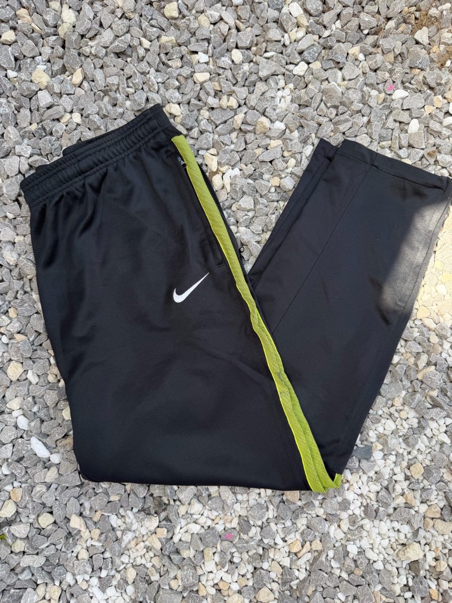 Vintage Nike Black & Volt Lime Green Stripe Dri Fit Tracksuit Bottoms - Size XXL