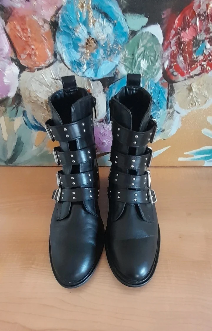 Firetrap Women's Leather Biker Boots UK Size 6 EU 39 Black