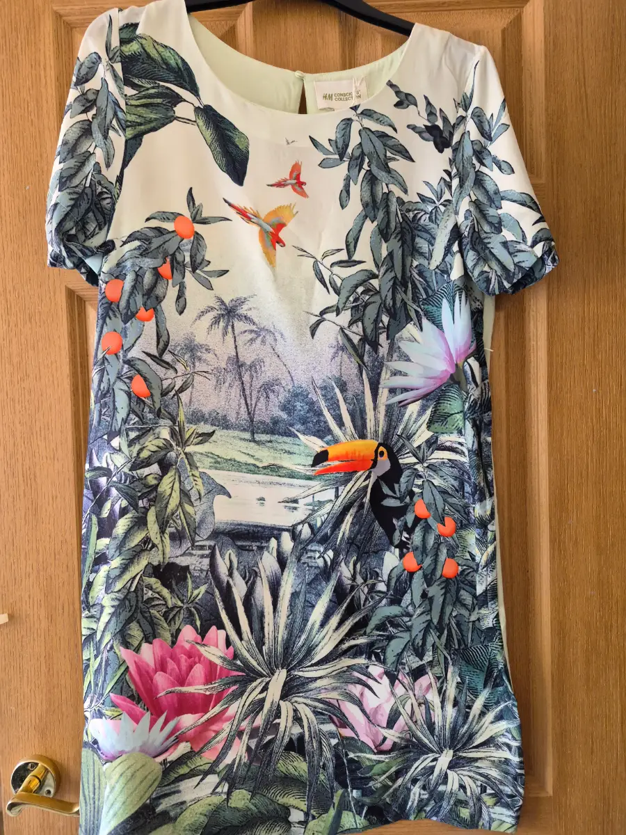 H&M tropical pattern green dress like new
