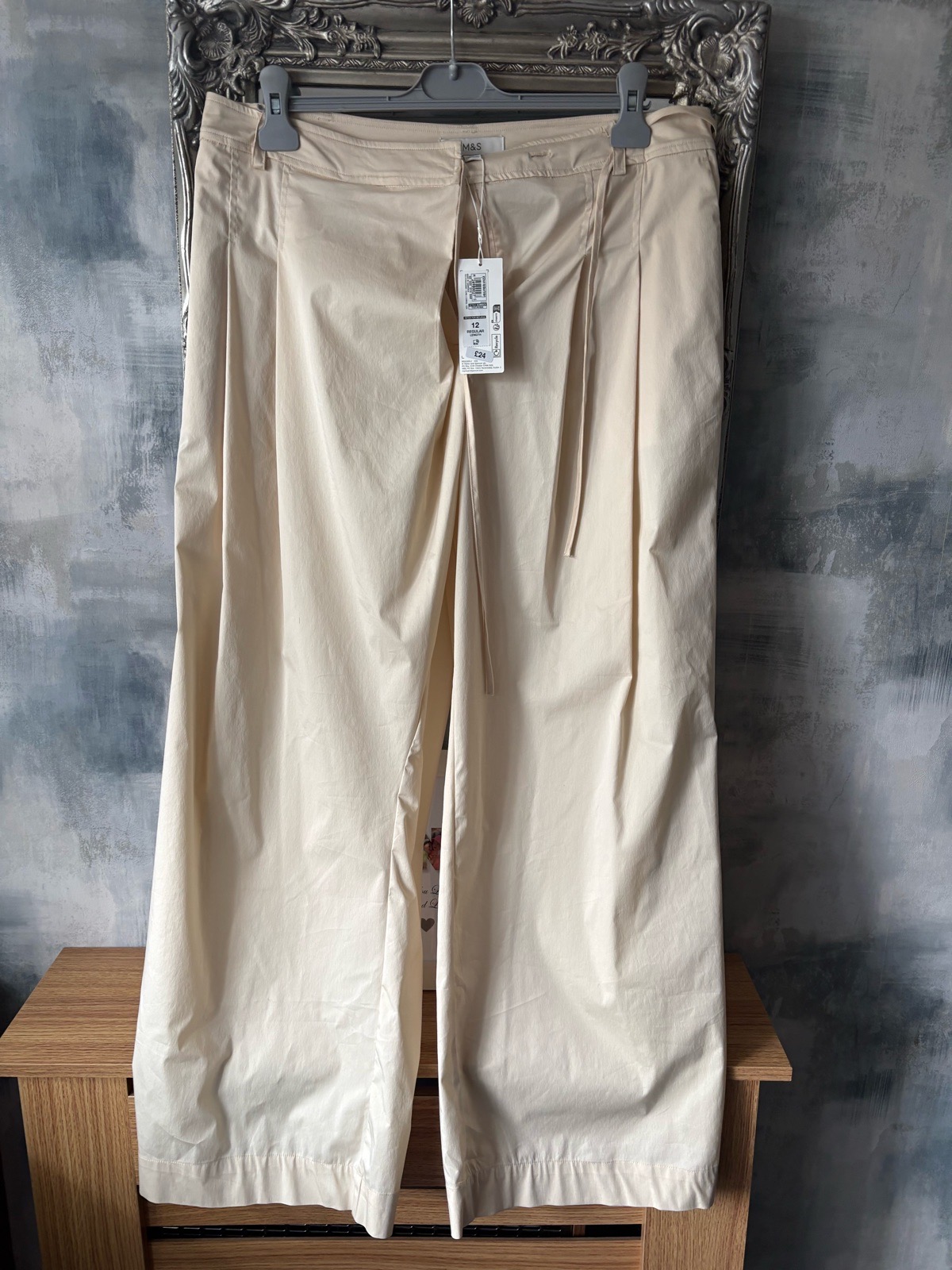 Ladies wide leg trousers , size 12 cream