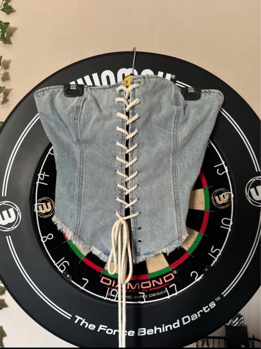 Mars The Label Tie Up & Zip Denim Corset - Size 12