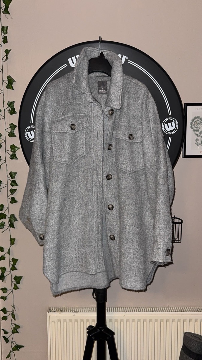 Primark Grey Wool Shacket - Size Medium